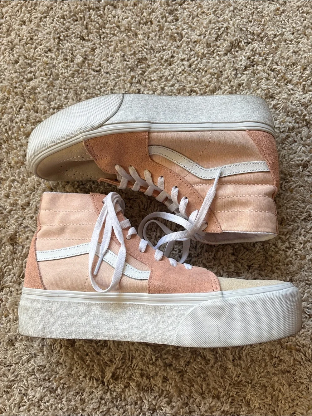 VANS Sk8-Hi Tapered Stackform M 9 W 10.5 Color Block Pink Suede Platform Unisex
